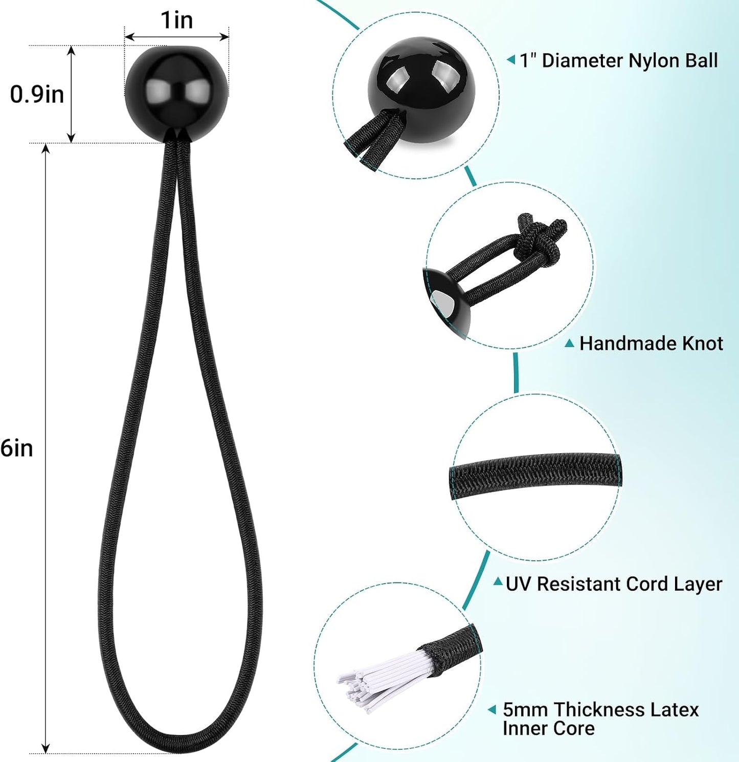 Bungee Cords with Balls 6 Inch