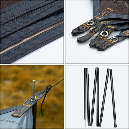 Forceatt 12x14FT Waterproof Camping Tarp with 2 Poles