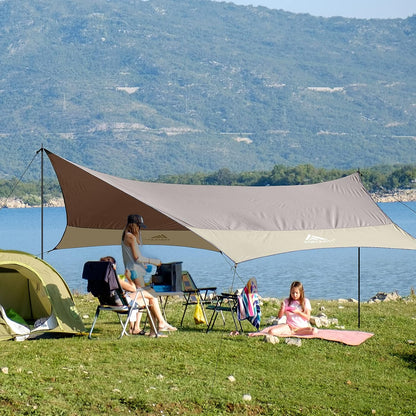 Forceatt 12x14FT Waterproof Camping Tarp with 2 Poles