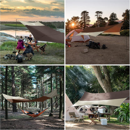 Forceatt 12x14FT Waterproof Camping Tarp with 2 Poles